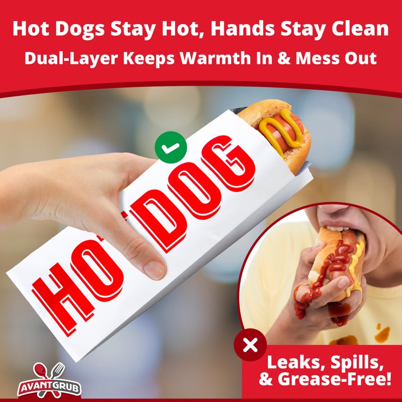 Avant Grub Grease-proof, Warming Foil Hotdog Wrapper Bags 50pk. Classic HotDog Bags in Aluminum Wrap, Keep Hot Dog Warm and Fresh. Super Durable Perfect Party Supplies for Carnival, Fundraiser, Concession Stand - Image 3